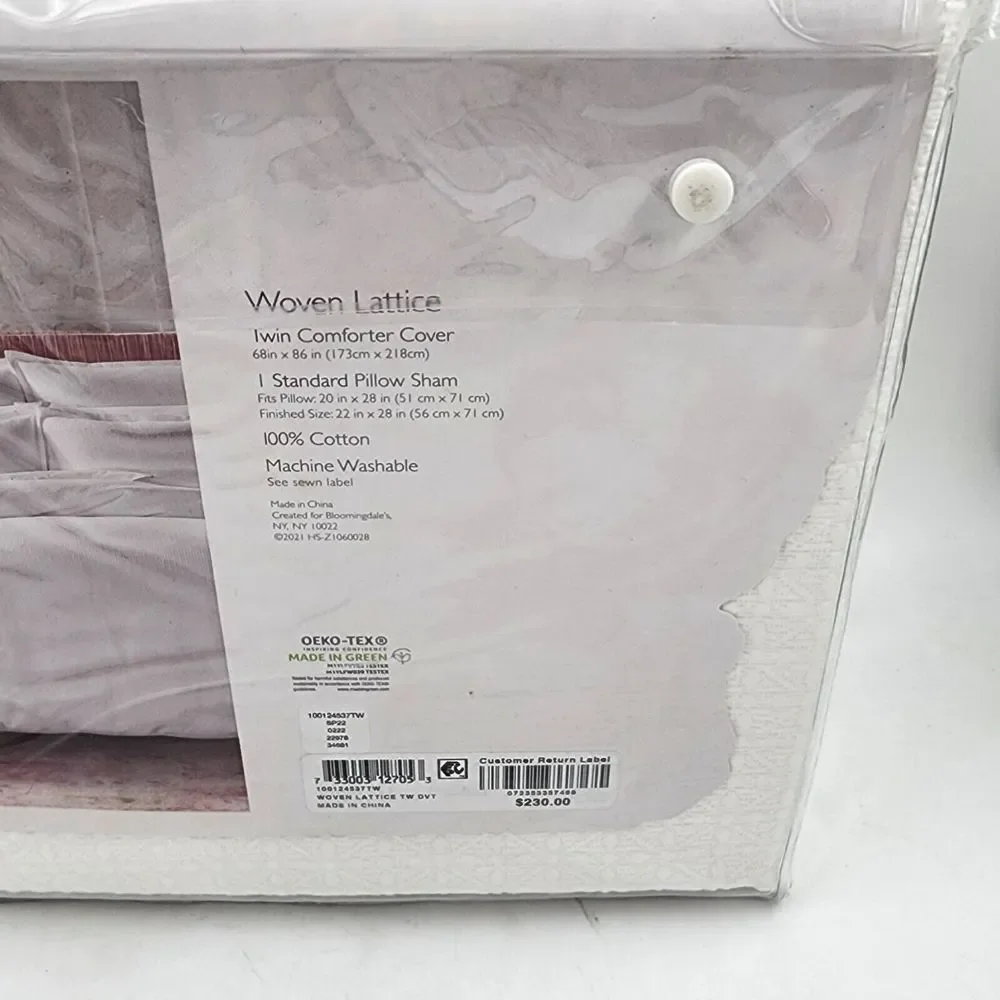 Sky Woven Lattice Duvet Set Twin Size Comforter Standard Pillow Sham White~ - Picture 11 of 13